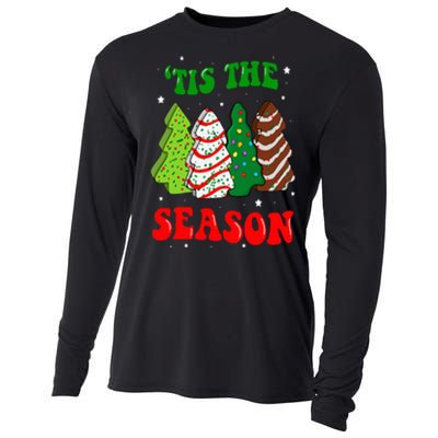 Tis' The Season Christmas Tree Cakes Debbie Groovy Cooling Performance Long Sleeve Crew