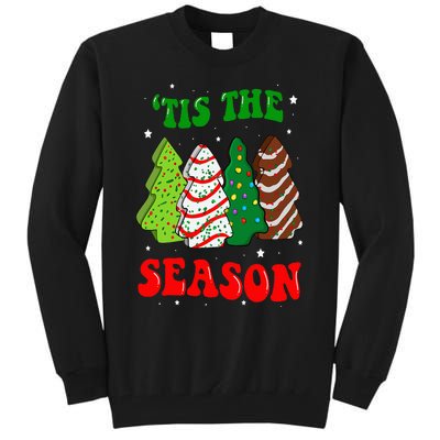 Tis' The Season Christmas Tree Cakes Debbie Groovy Tall Sweatshirt