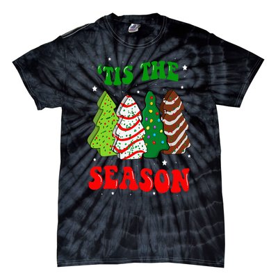 Tis' The Season Christmas Tree Cakes Debbie Groovy Tie-Dye T-Shirt