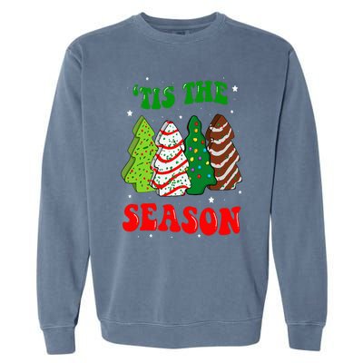 Tis' The Season Christmas Tree Cakes Debbie Groovy Garment-Dyed Sweatshirt