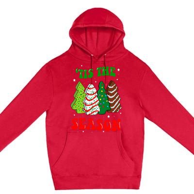 Tis' The Season Christmas Tree Cakes Debbie Groovy Premium Pullover Hoodie