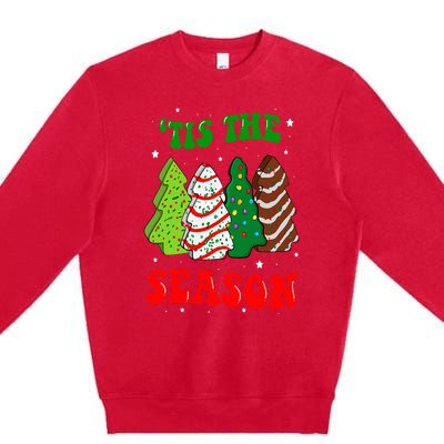 Tis' The Season Christmas Tree Cakes Debbie Groovy Premium Crewneck Sweatshirt