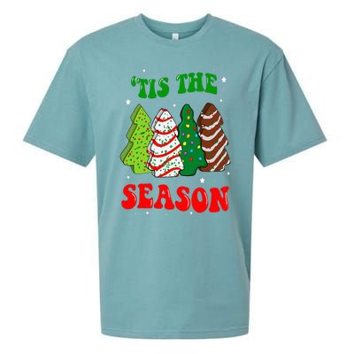 Tis' The Season Christmas Tree Cakes Debbie Groovy Sueded Cloud Jersey T-Shirt