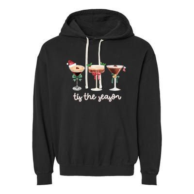 Tis The Season Espresso Martini Cocktail Glasses Christmas Sweat Garment-Dyed Fleece Hoodie