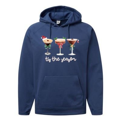 Tis The Season Espresso Martini Cocktail Glasses Christmas Sweat Performance Fleece Hoodie