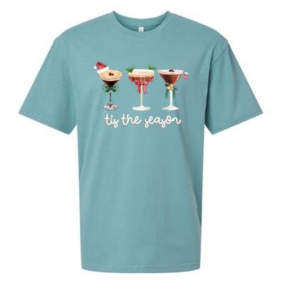 Tis The Season Espresso Martini Cocktail Glasses Christmas Sweat Sueded Cloud Jersey T-Shirt