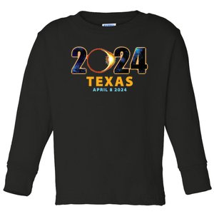 Texas Total Solar Eclipse 2024 Toddler Long Sleeve Shirt