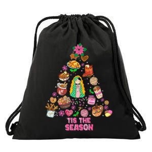 Tis The Season Mexican Christmas Feliz Navidad Xmas Mexican Drawstring Bag