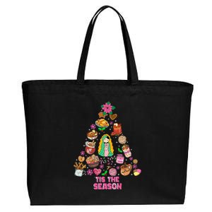 Tis The Season Mexican Christmas Feliz Navidad Xmas Mexican Cotton Canvas Jumbo Tote