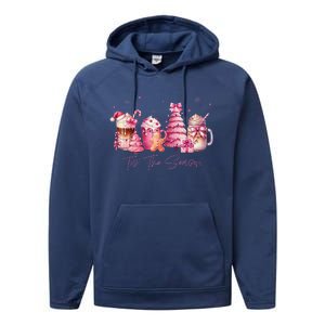 Tis The Season Festive Holiday Beverages Performance Fleece Hoodie