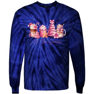 Tis The Season Festive Holiday Beverages Tie-Dye Long Sleeve Shirt