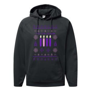 Tis The Season Ugly Sweater Christmas Xmas Advent Catholic Performance Fleece Hoodie