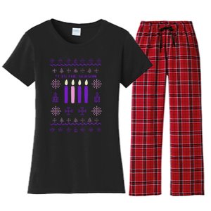 Tis The Season Ugly Sweater Christmas Xmas Advent Catholic Women's Flannel Pajama Set