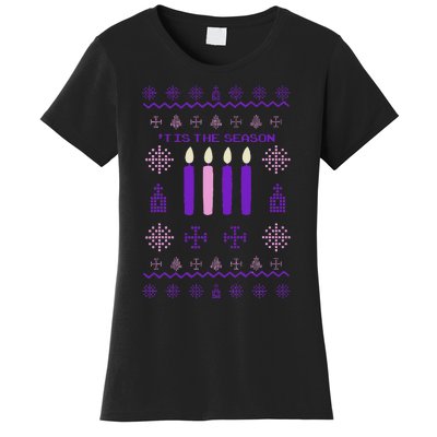 Tis The Season Ugly Sweater Christmas Xmas Advent Catholic Women's T-Shirt