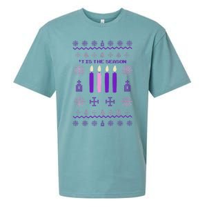 Tis The Season Ugly Sweater Christmas Xmas Advent Catholic Sueded Cloud Jersey T-Shirt