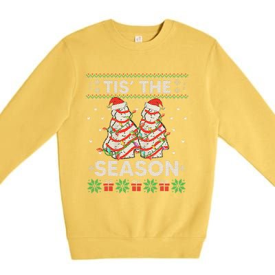 Tis The Season Christmas Tree Cakes Debbie Becky Xmas Pyjama Premium Crewneck Sweatshirt