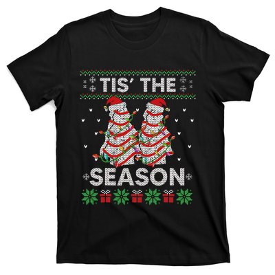 Tis The Season Christmas Tree Cakes Debbie Becky Xmas Pyjama T-Shirt