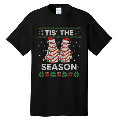 Tis The Season Christmas Tree Cakes Debbie Becky Xmas Pyjama Tall T-Shirt