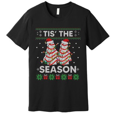 Tis The Season Christmas Tree Cakes Debbie Becky Xmas Pyjama Premium T-Shirt