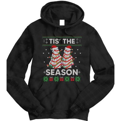 Tis The Season Christmas Tree Cakes Debbie Becky Xmas Pyjama Tie Dye Hoodie