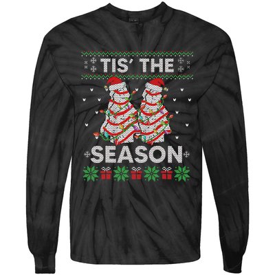 Tis The Season Christmas Tree Cakes Debbie Becky Xmas Pyjama Tie-Dye Long Sleeve Shirt