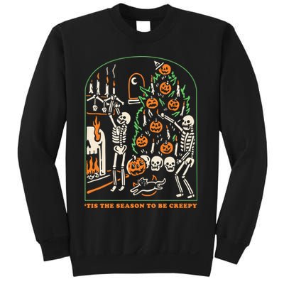 Tis The Season to Be Creepy Skeleton Halloween Spooky Season Sweatshirt