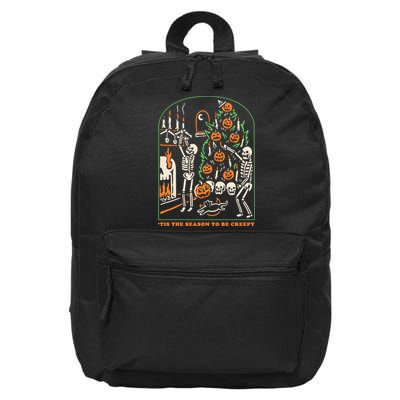 Tis The Season to Be Creepy Skeleton Halloween Spooky Season 16 in Basic Backpack
