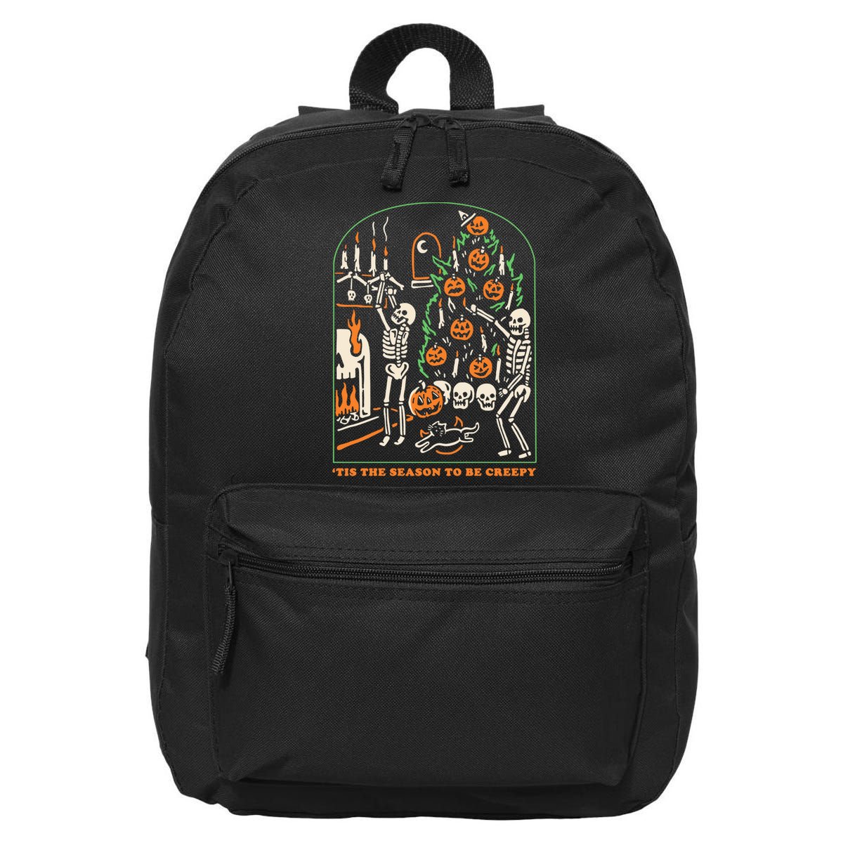 Tis The Season to Be Creepy Skeleton Halloween Spooky Season 16 in Basic Backpack