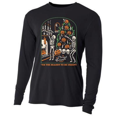 Tis The Season to Be Creepy Skeleton Halloween Spooky Season Cooling Performance Long Sleeve Crew