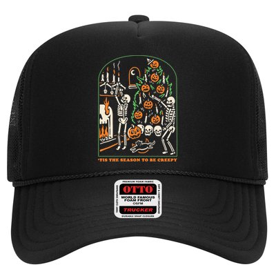 Tis The Season to Be Creepy Skeleton Halloween Spooky Season Trucker Hat