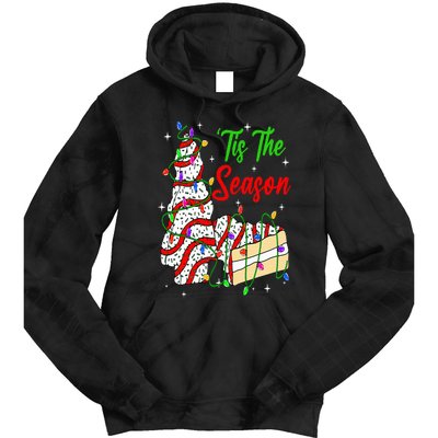 Tis' The Season Christmas Funny Tree Cakes Debbie Xmas Tie Dye Hoodie