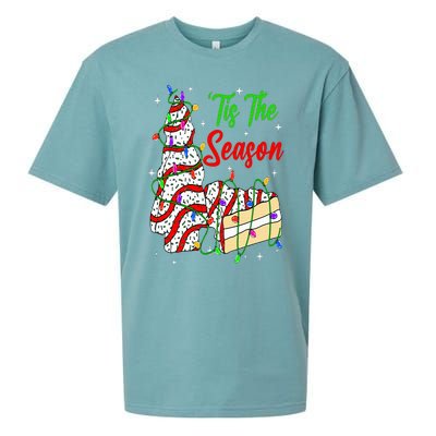 Tis' The Season Christmas Funny Tree Cakes Debbie Xmas Sueded Cloud Jersey T-Shirt