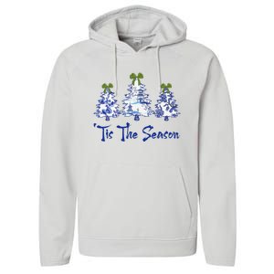 Tis The Season Chinoiserie Christmas Trees Funny Holiday  Performance Fleece Hoodie