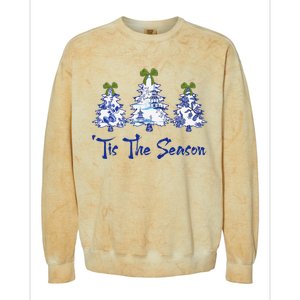 Tis The Season Chinoiserie Christmas Trees Funny Holiday  Colorblast Crewneck Sweatshirt