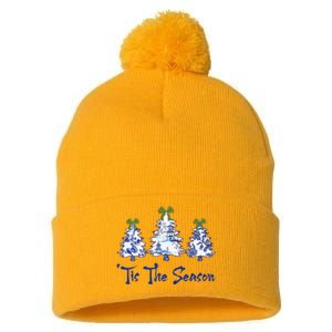 Tis The Season Chinoiserie Christmas Trees Funny Holiday  Pom Pom 12in Knit Beanie