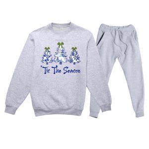 Tis The Season Chinoiserie Christmas Trees Funny Holiday  Premium Crewneck Sweatsuit Set