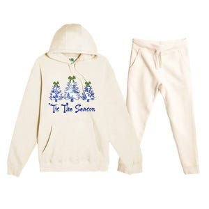 Tis The Season Chinoiserie Christmas Trees Funny Holiday  Premium Hooded Sweatsuit Set