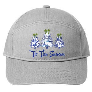 Tis The Season Chinoiserie Christmas Trees Funny Holiday  7-Panel Snapback Hat