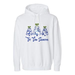 Tis The Season Chinoiserie Christmas Trees Funny Holiday  Garment-Dyed Fleece Hoodie