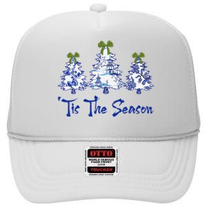 Tis The Season Chinoiserie Christmas Trees Funny Holiday  High Crown Mesh Back Trucker Hat