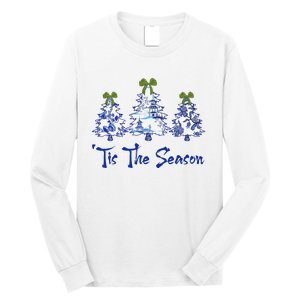 Tis The Season Chinoiserie Christmas Trees Funny Holiday  Long Sleeve Shirt