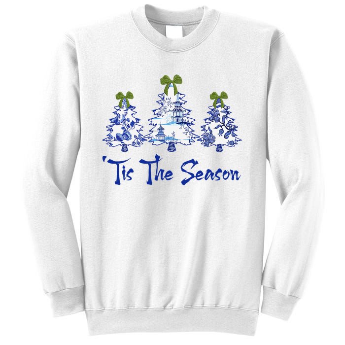 Tis The Season Chinoiserie Christmas Trees Funny Holiday  Sweatshirt