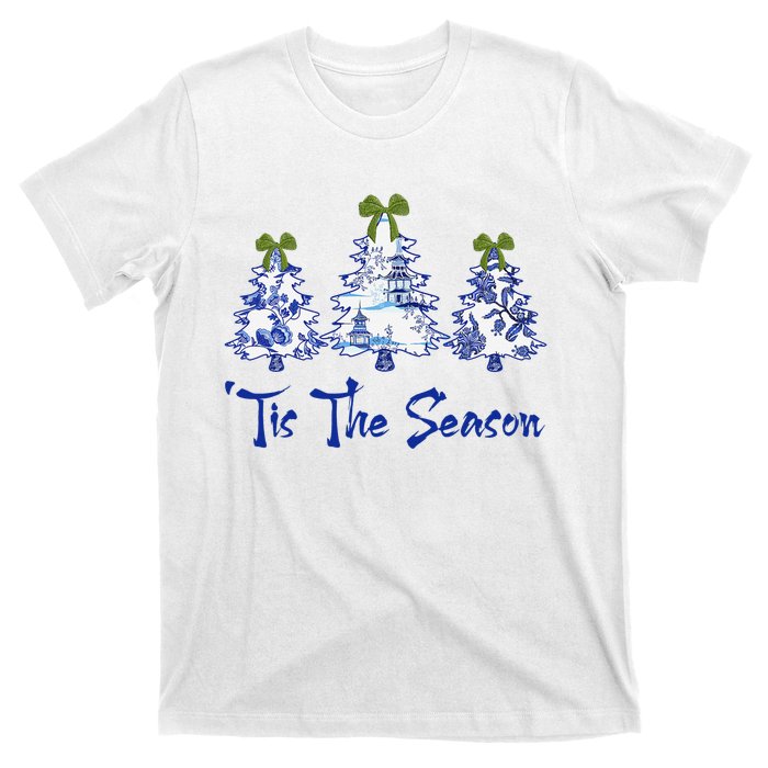 Tis The Season Chinoiserie Christmas Trees Funny Holiday  T-Shirt