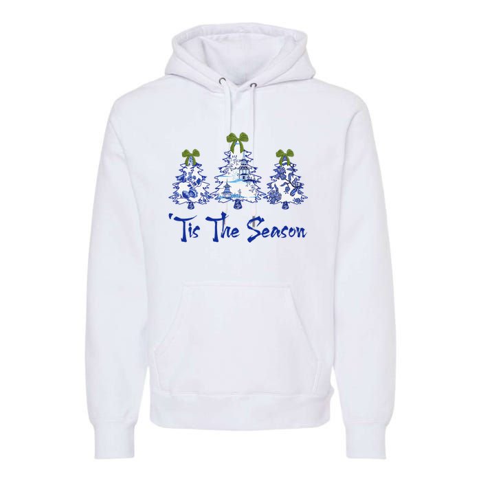 Tis The Season Chinoiserie Christmas Trees Funny Holiday  Premium Hoodie