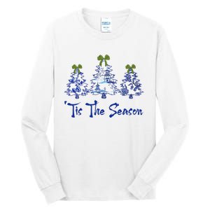 Tis The Season Chinoiserie Christmas Trees Funny Holiday  Tall Long Sleeve T-Shirt