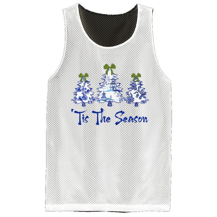 Tis The Season Chinoiserie Christmas Trees Funny Holiday  Mesh Reversible Basketball Jersey Tank