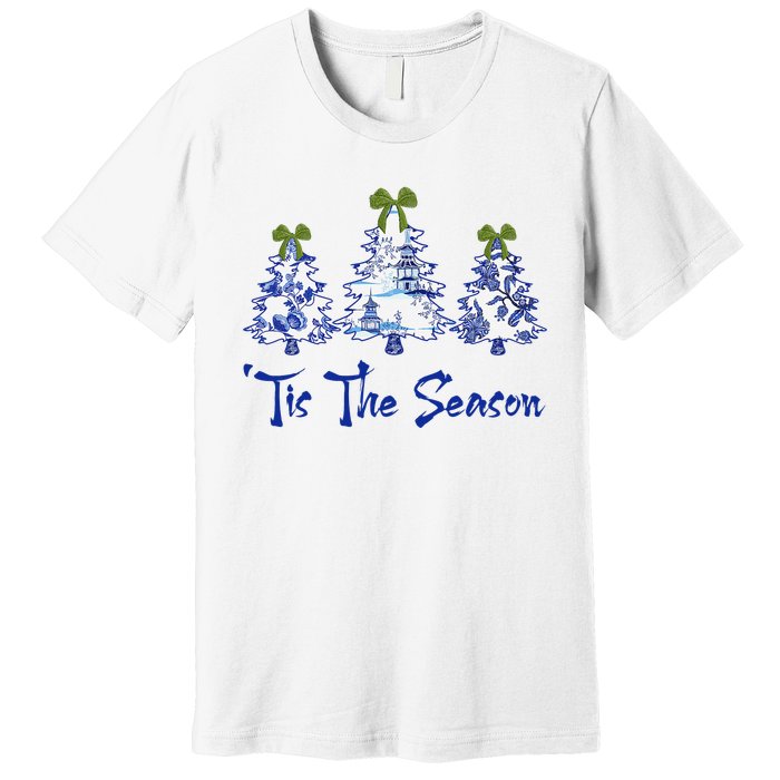 Tis The Season Chinoiserie Christmas Trees Funny Holiday  Premium T-Shirt