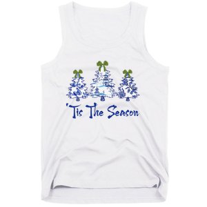 Tis The Season Chinoiserie Christmas Trees Funny Holiday  Tank Top