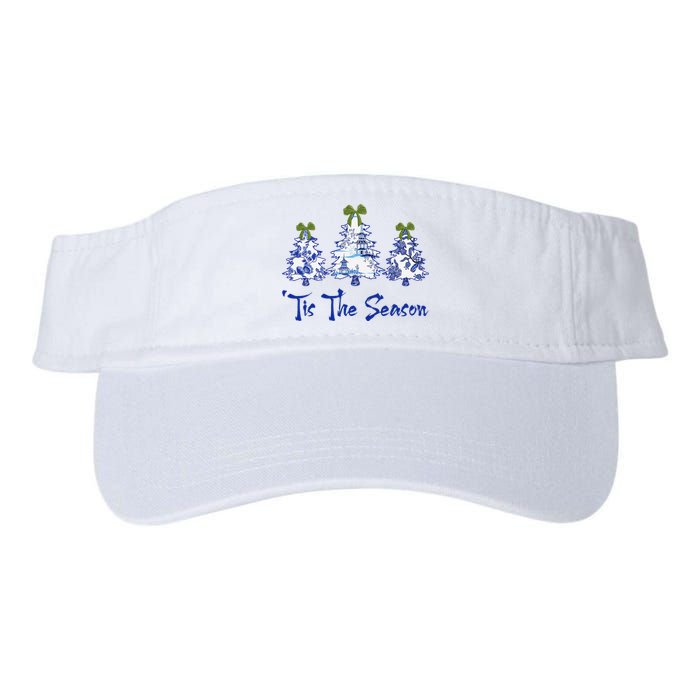 Tis The Season Chinoiserie Christmas Trees Funny Holiday  Valucap Bio-Washed Visor