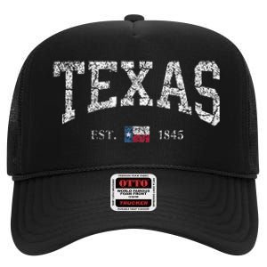 Texas Texas State Flag Distressed High Crown Mesh Back Trucker Hat